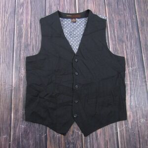 Suit‎ Vest Mens M Perry Ellis Black Striped 3 Piece Belted Formal Waistcoat